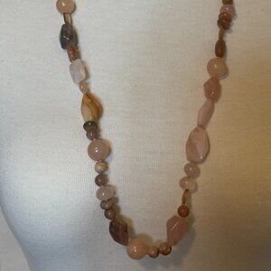 Multi pink quartz bead long necklace